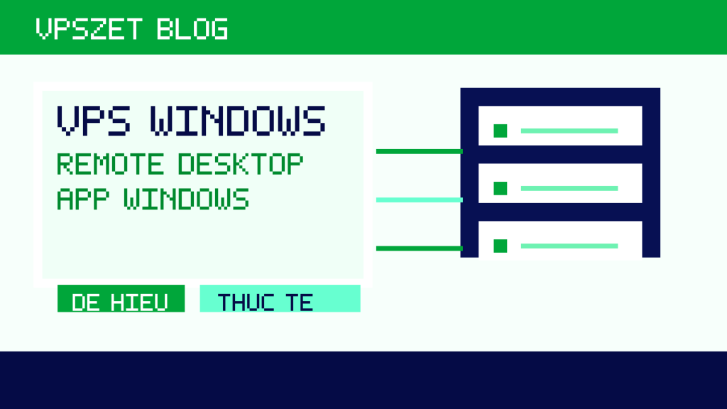 Minh họa VPS Windows: Remote Desktop và app Windows