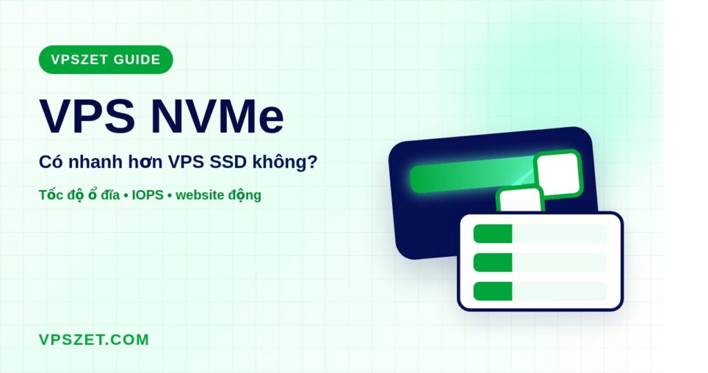 Minh họa VPS NVMe so sánh tốc độ ổ đĩa và IOPS cho website