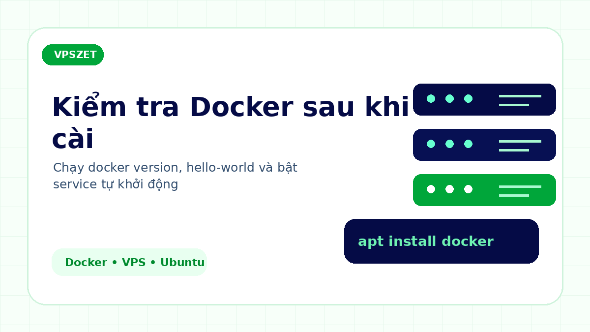 Minh họa kiểm tra Docker sau khi cài trên VPS Ubuntu
